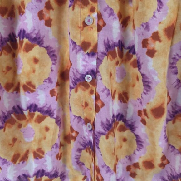 NWT ELIE. ELIE TAHARI Abstract Print Button Up Collarless Shirt ЕН422033 SMALL - Picture 8 of 10